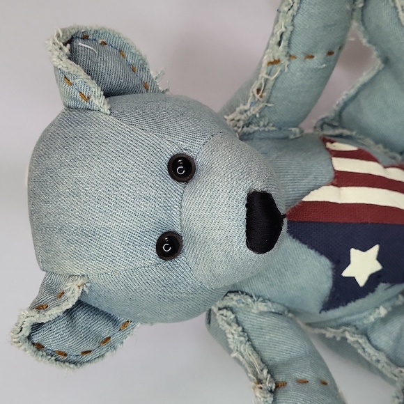 Denim Jean USA Star Teddy Bear Dan Dee Vintage 1990s July 4 Plush - Picture 5 of 11